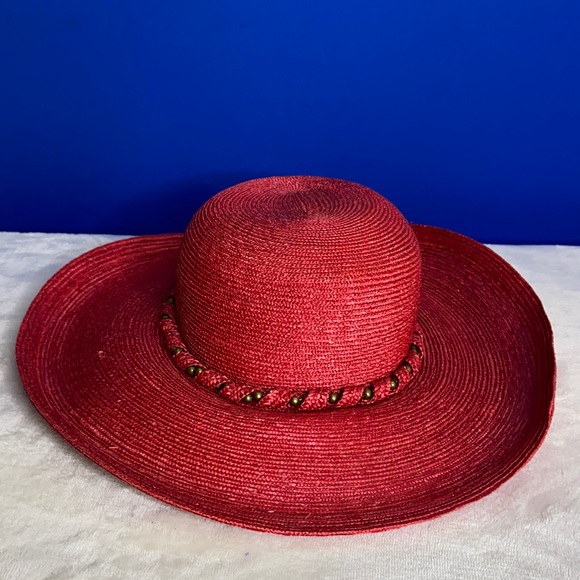 Frank Olive Neiman Marcus Accessories - Frank Olive Neiman Marcus Wide Brim Red Raffia Hat